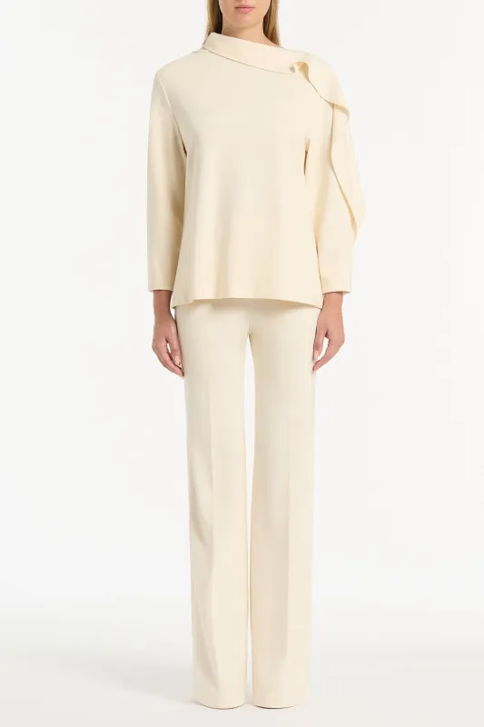 IVORY PONTE SHOULDER DETAIL TOP sold by Carla Zampatti