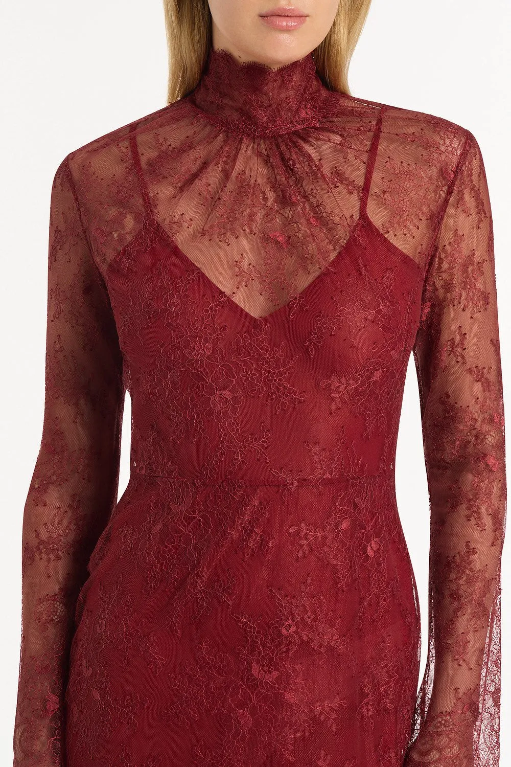 DAHLIA RED LACE LONG SLEEVE GOWN sold by Carla Zampatti product image thumbnail 4