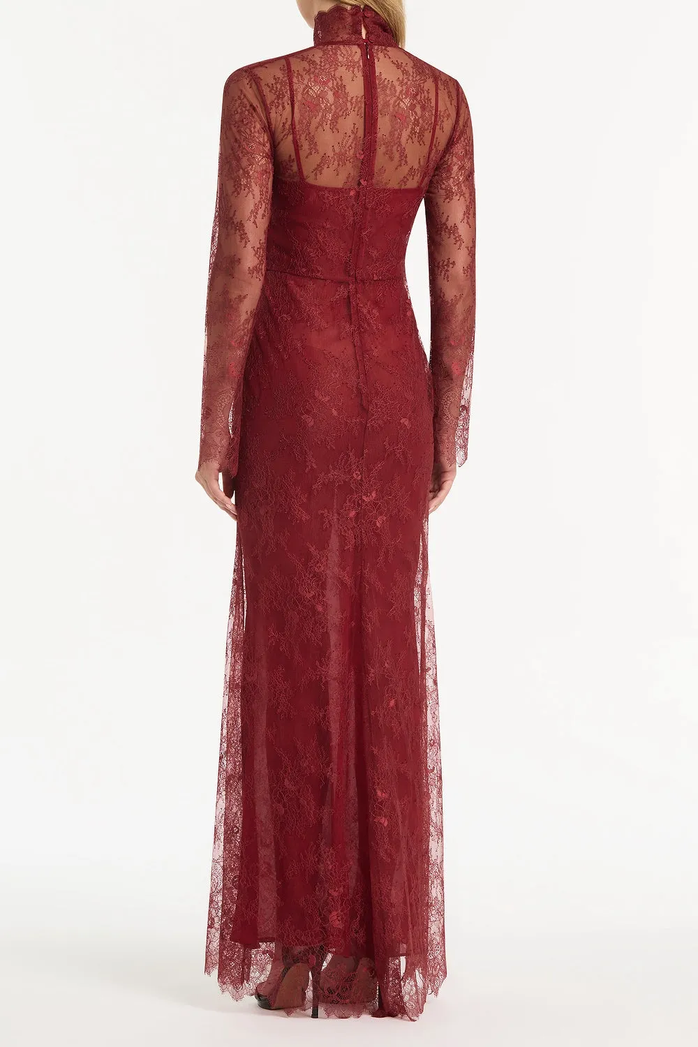 DAHLIA RED LACE LONG SLEEVE GOWN sold by Carla Zampatti product image thumbnail 2
