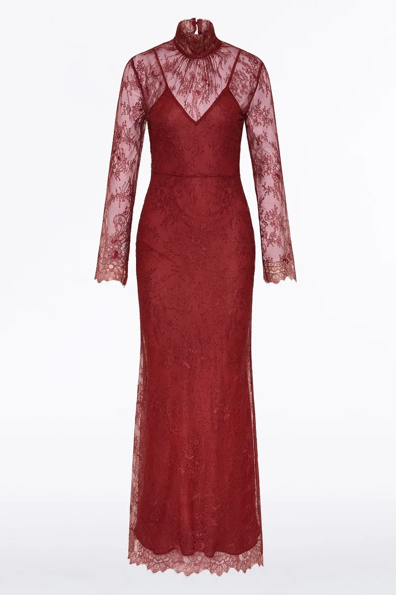 DAHLIA RED LACE LONG SLEEVE GOWN sold by Carla Zampatti product image thumbnail 5