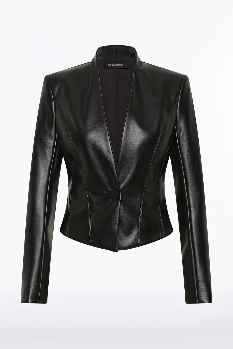 BLACK FAUX LEATHER FITTED JACKET sold by Carla Zampatti product image thumbnail 4