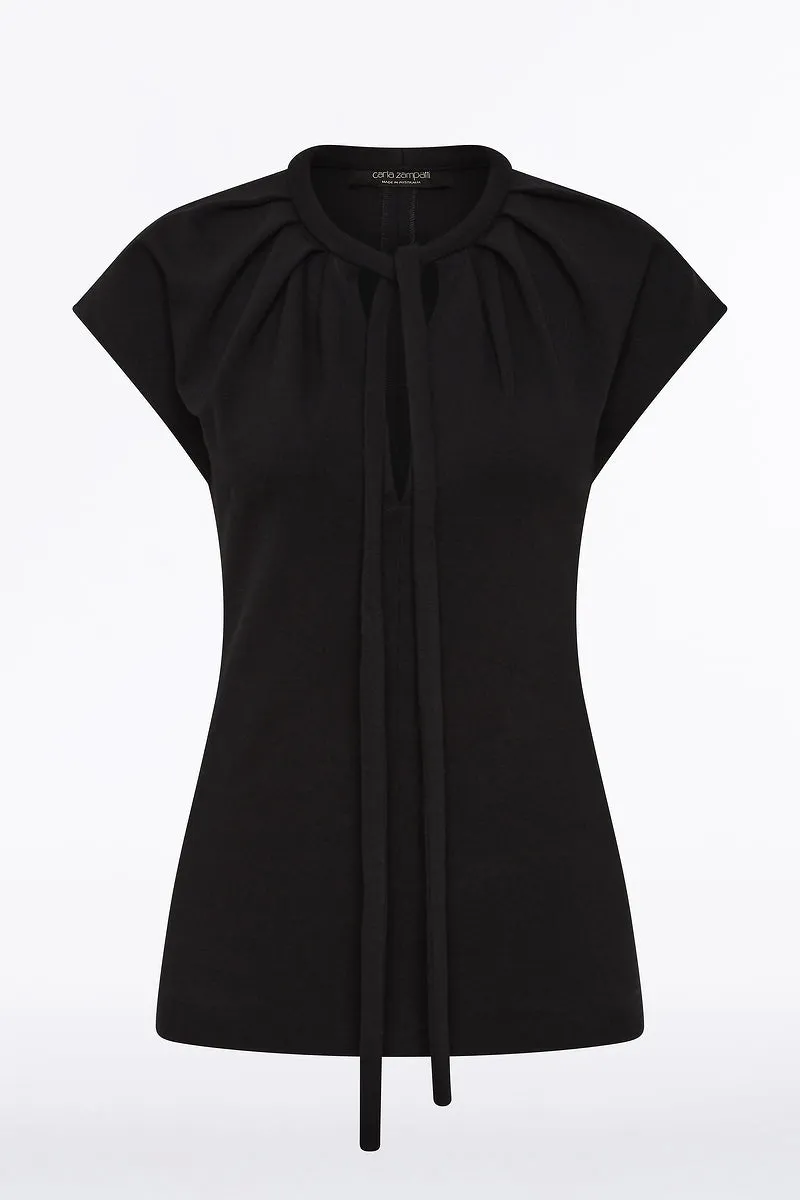 BLACK PONTE TIE DETAIL TOP sold by Carla Zampatti product image thumbnail 4