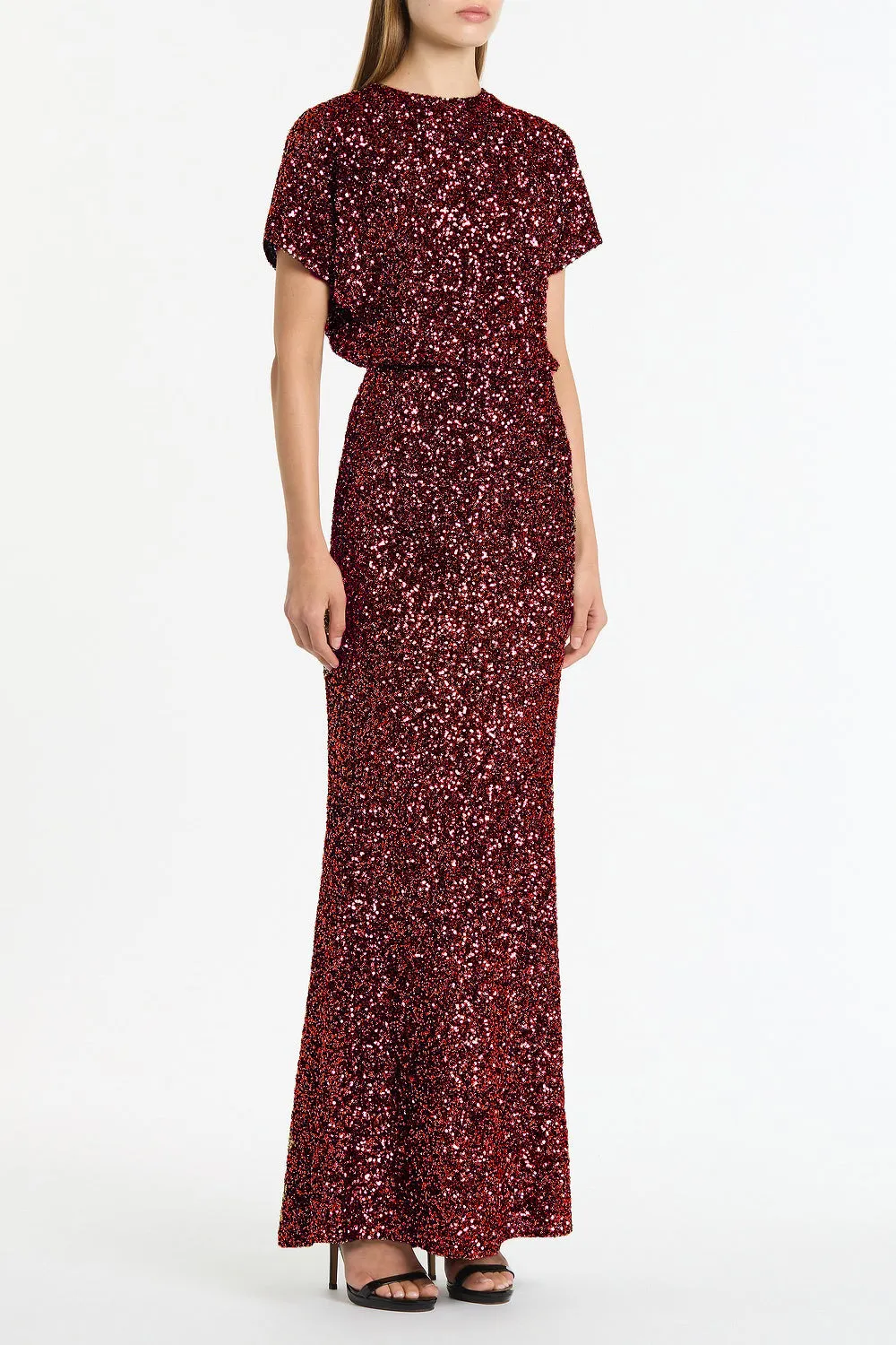 CHERRY CRUSHED SEQUIN DRAPE TOP sold by Carla Zampatti product image thumbnail 3