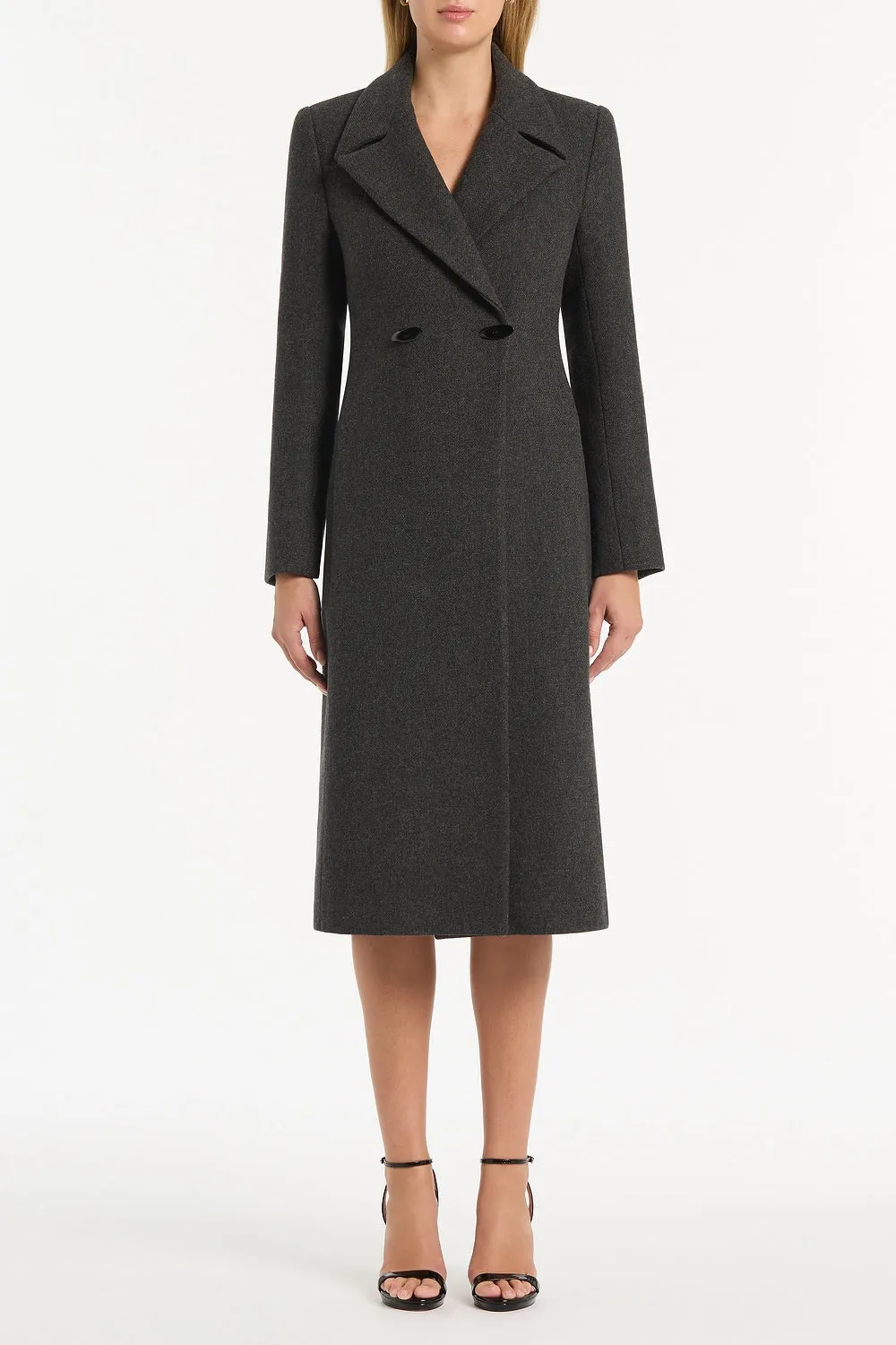 CHARCOAL ITALIAN WOOL COAT sold by Carla Zampatti