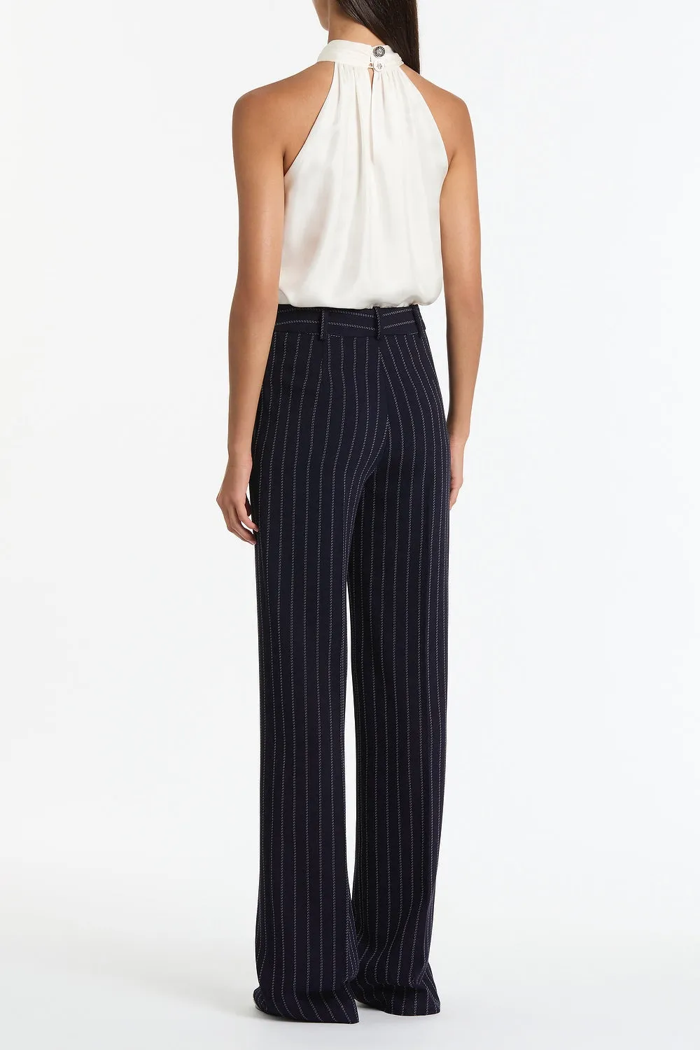 WHITE SILK TWILL RUFFLE HALTER TOP sold by Carla Zampatti product image thumbnail 2