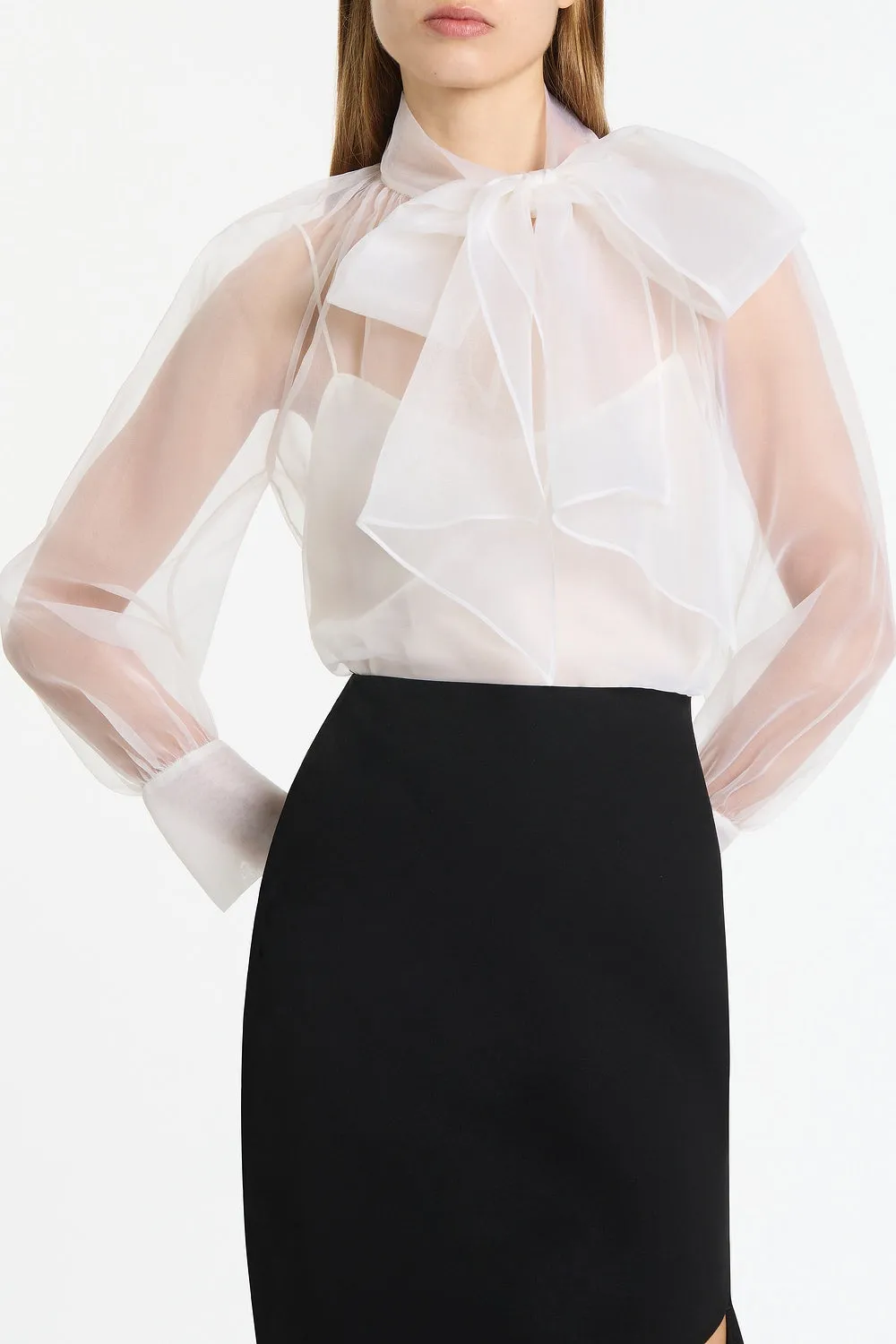 IVORY ORGANZA TIE BLOUSE sold by Carla Zampatti product image thumbnail 4
