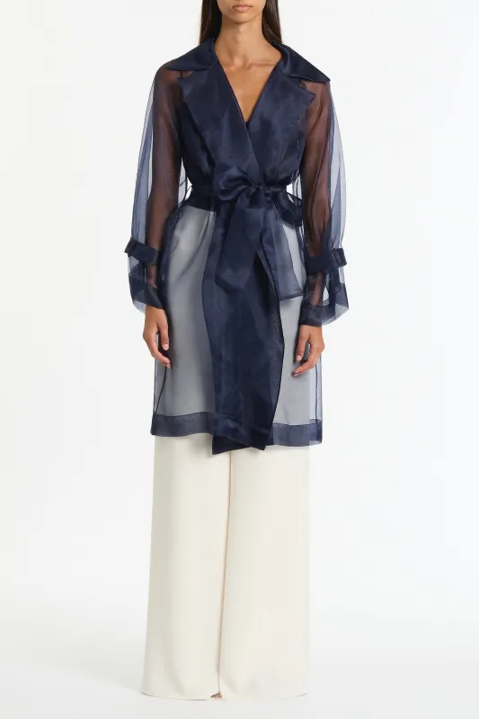 NAVY SILK ORGANZA TRENCH sold by Carla Zampatti