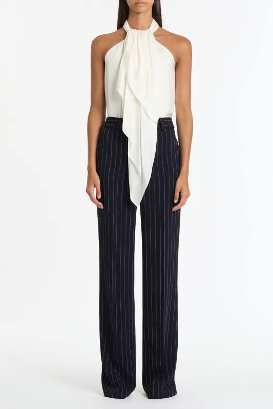 NAVY PINSTRIPE WIDE LEG PANT sold by Carla Zampatti