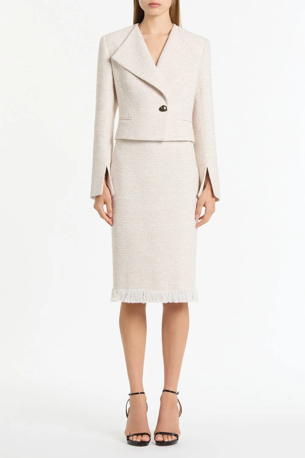 IVORY TWEED CROPPED JACKET sold by Carla Zampatti