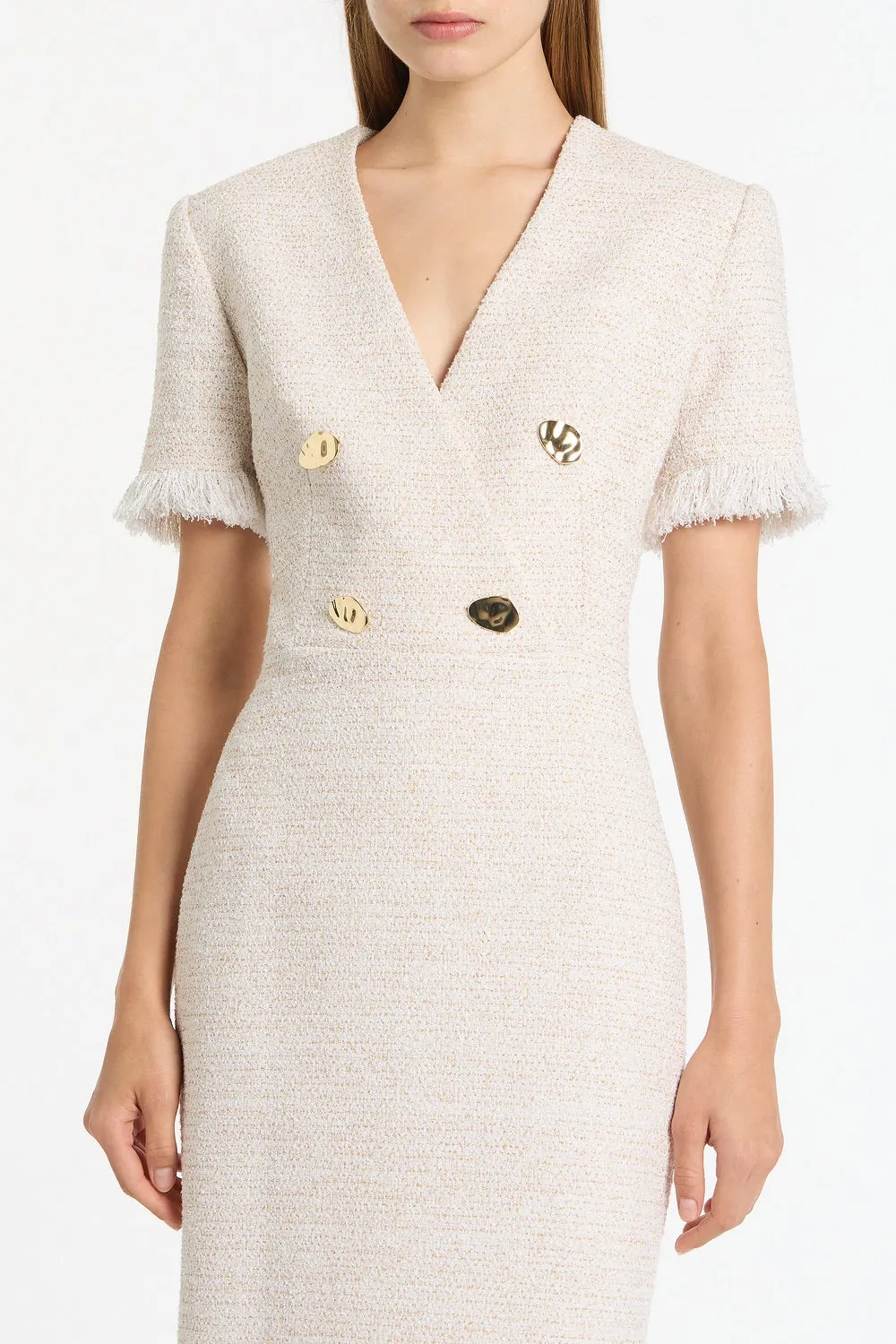 IVORY TWEED FRINGE MIDI DRESS sold by Carla Zampatti product image thumbnail 4