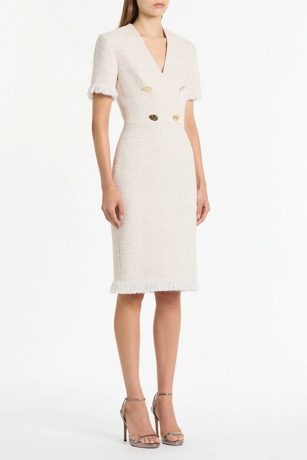 IVORY TWEED FRINGE MIDI DRESS sold by Carla Zampatti product image thumbnail 3