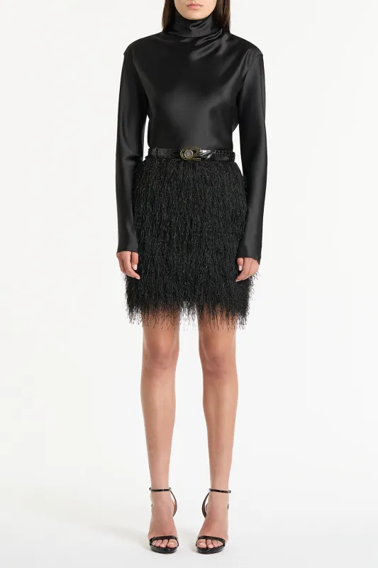 BLACK SATIN LONG SLEEVE TOP sold by Carla Zampatti