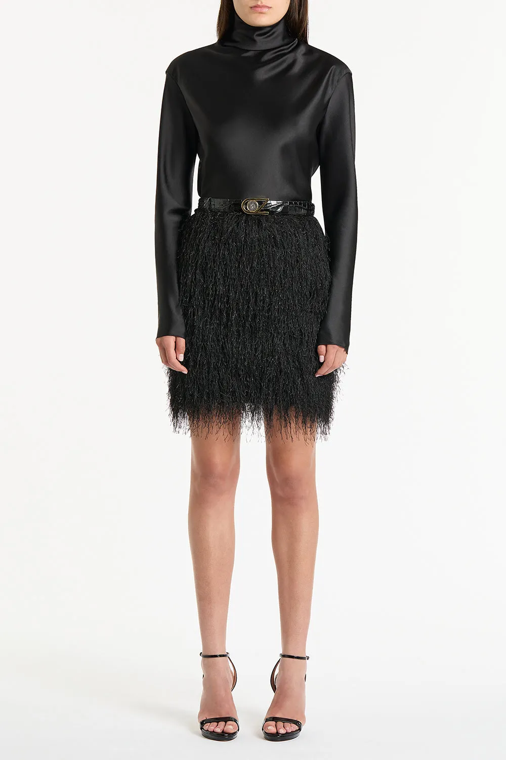 BLACK SATIN LONG SLEEVE TOP sold by Carla Zampatti