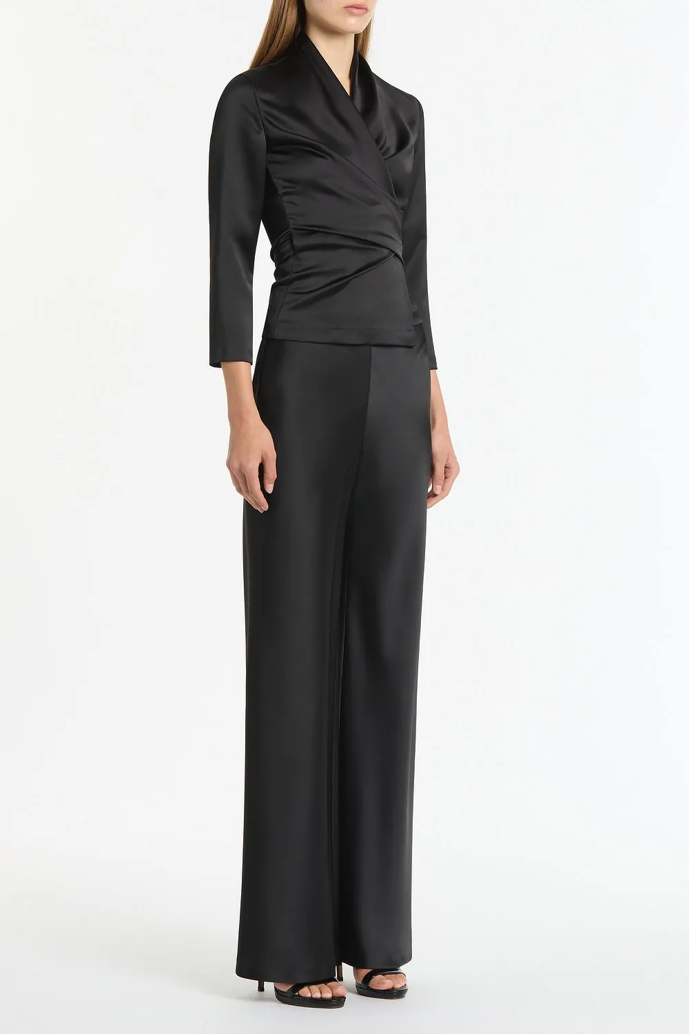 BLACK SATIN WRAP TOP sold by Carla Zampatti product image thumbnail 3