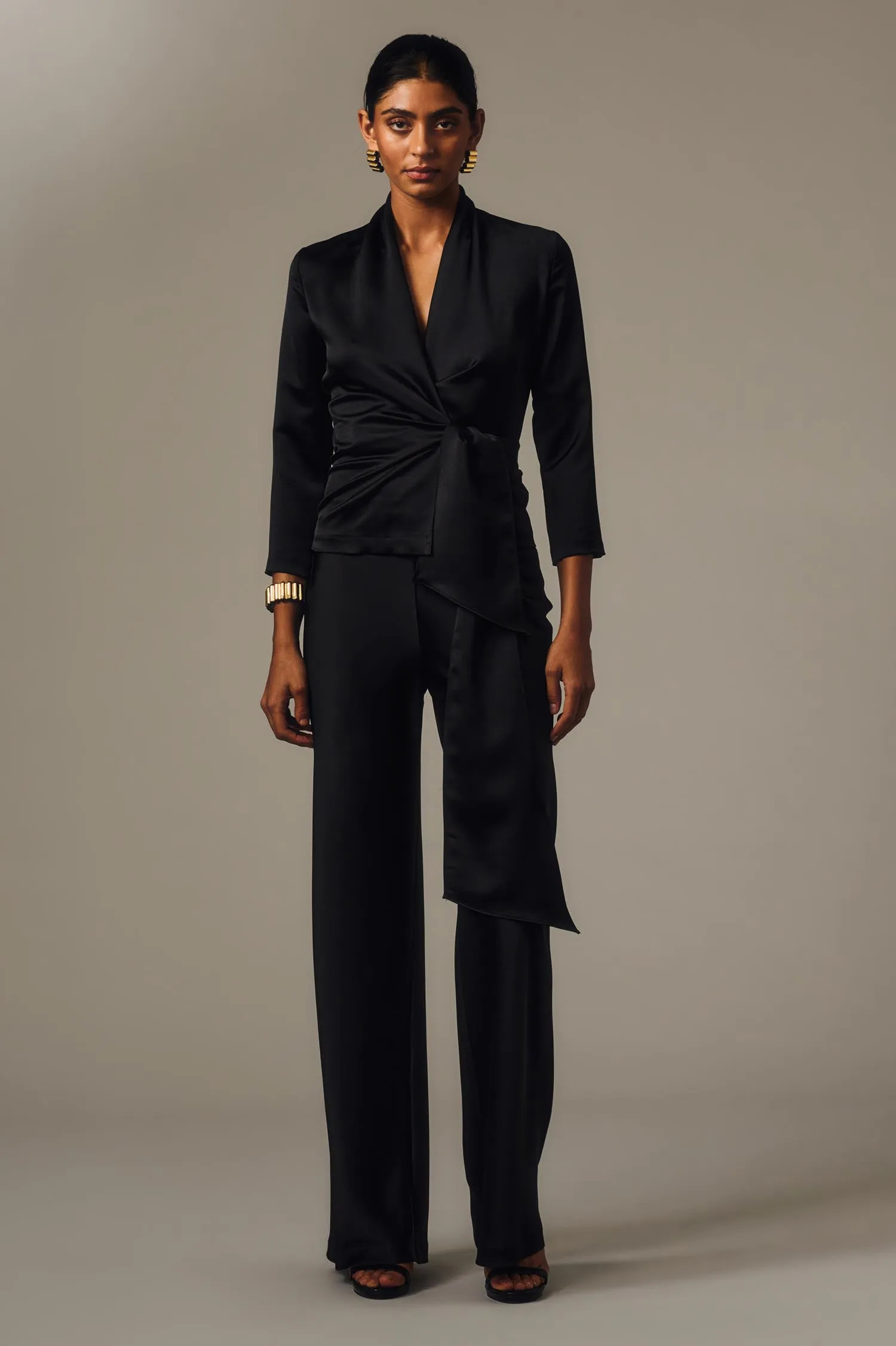 BLACK SATIN WRAP TOP sold by Carla Zampatti product image thumbnail 4