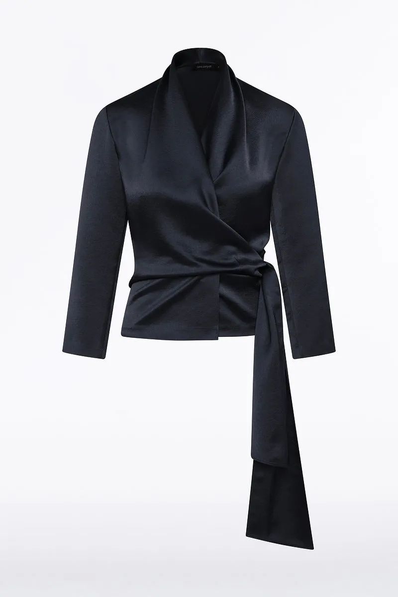 BLACK SATIN WRAP TOP sold by Carla Zampatti product image thumbnail 5