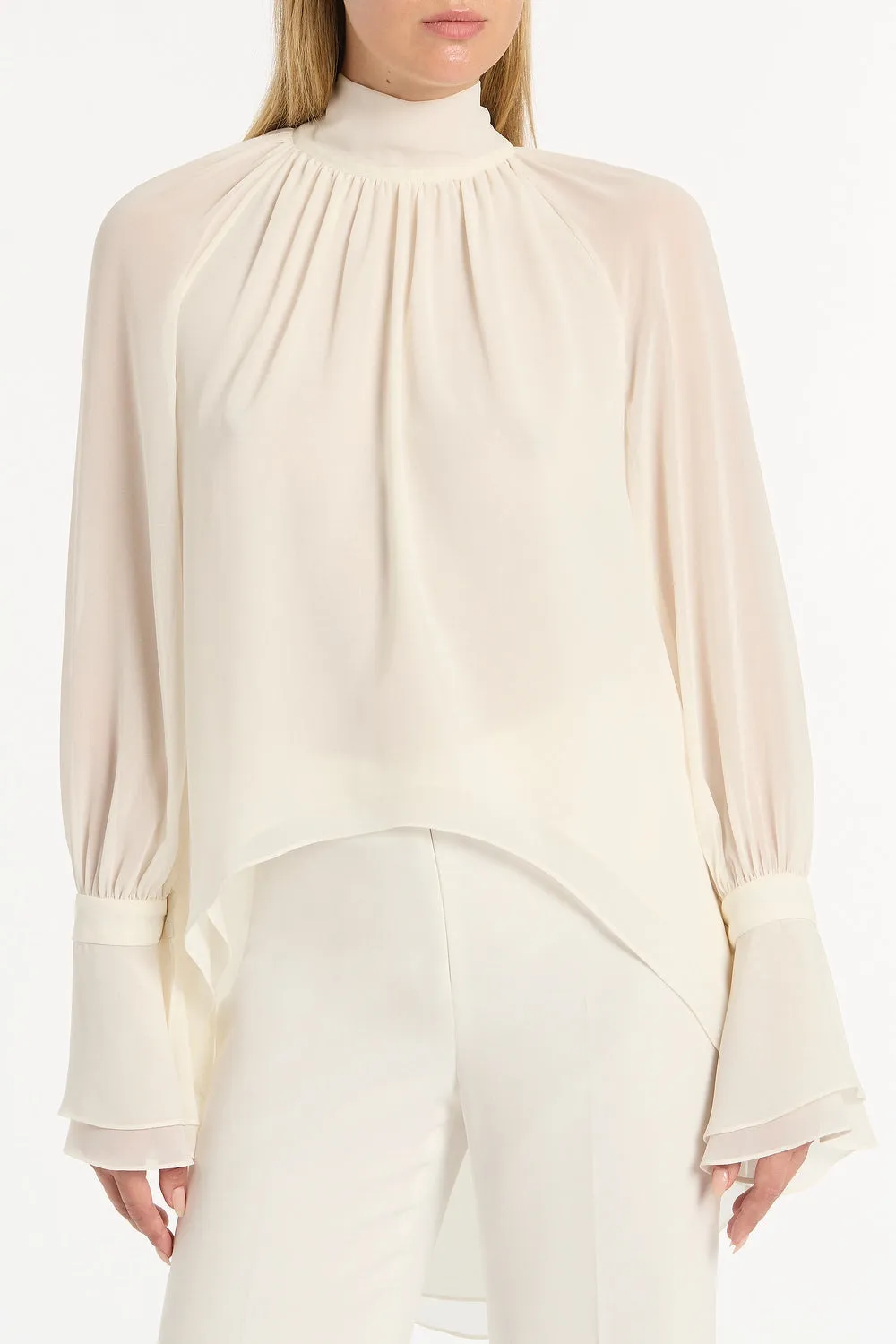 IVORY GEORGETTE HIGH LOW BLOUSE sold by Carla Zampatti product image thumbnail 4