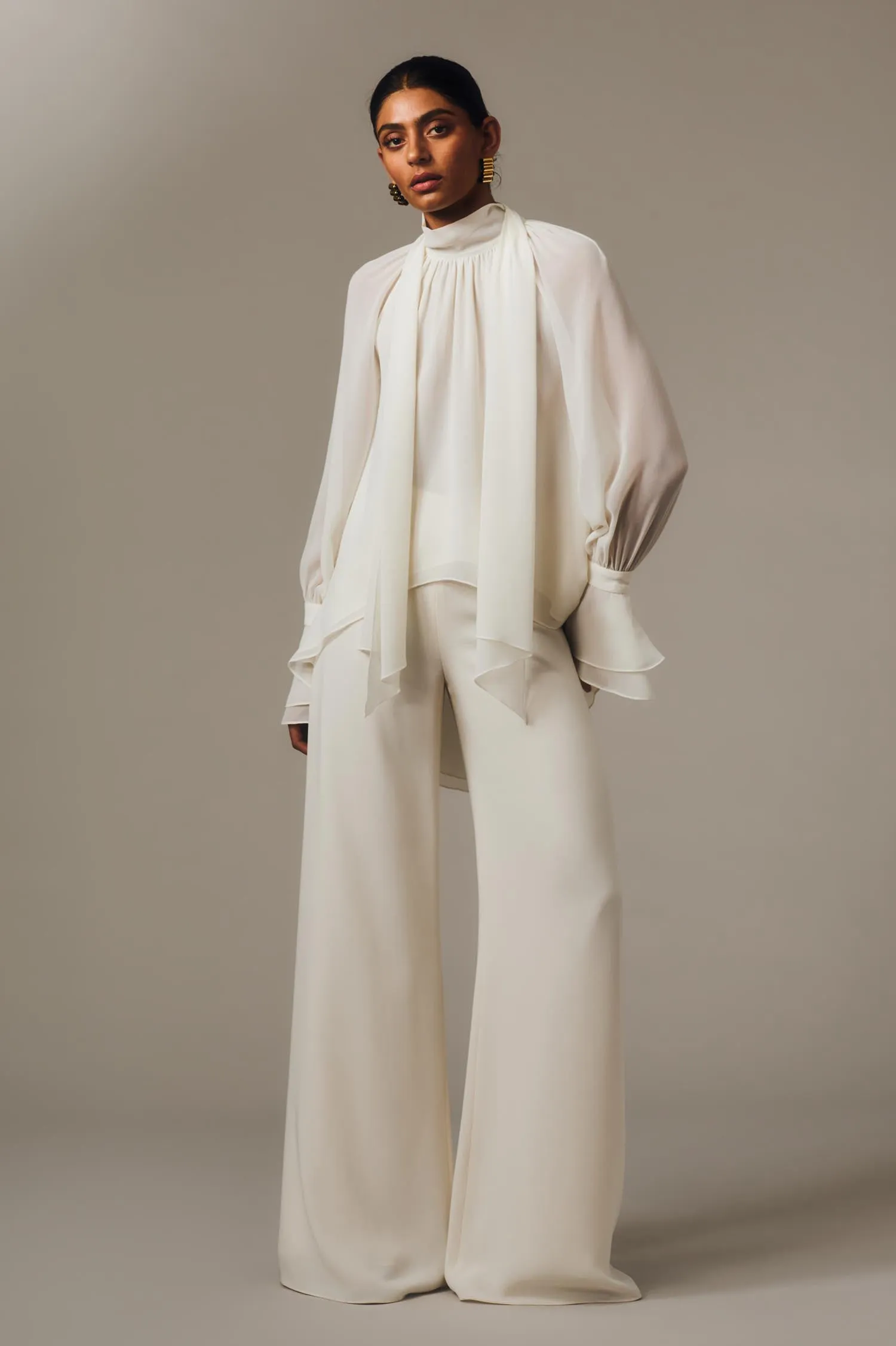 IVORY GEORGETTE HIGH LOW BLOUSE sold by Carla Zampatti product image thumbnail 5