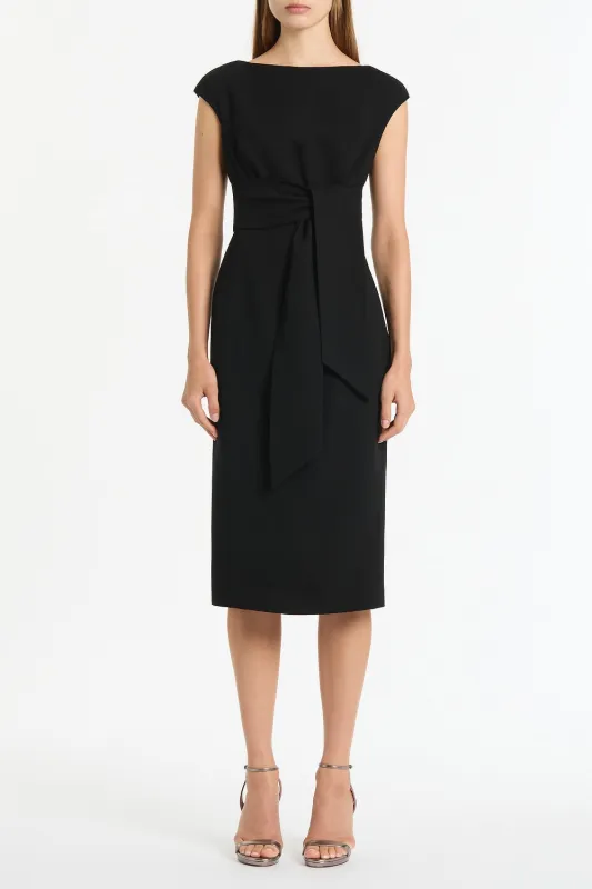 BLACK CREPE TIE FRONT DRESS sold by Carla Zampatti