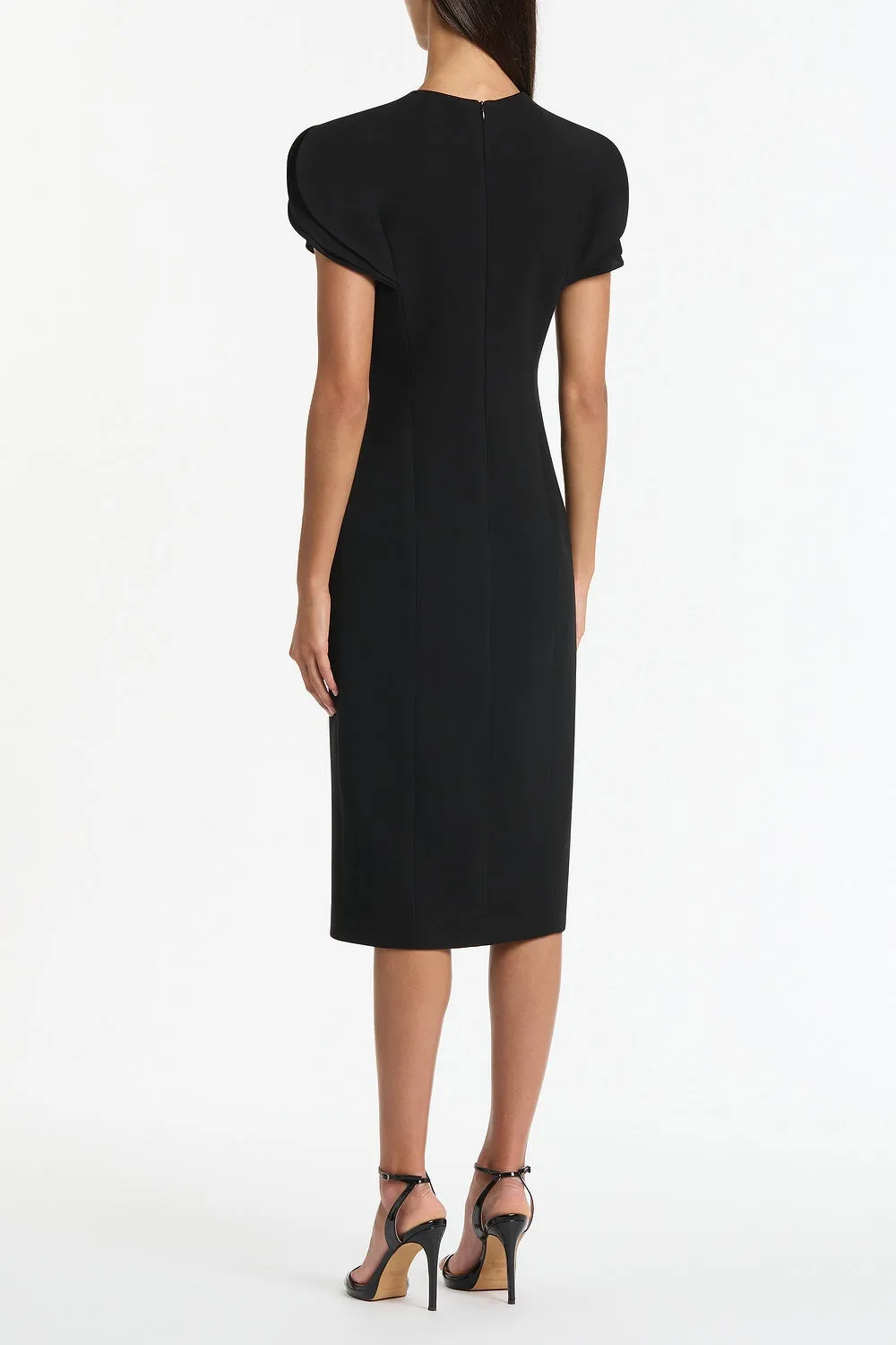 BLACK CREPE PETAL SLEEVE FITTED DRESS sold by Carla Zampatti product image thumbnail 2