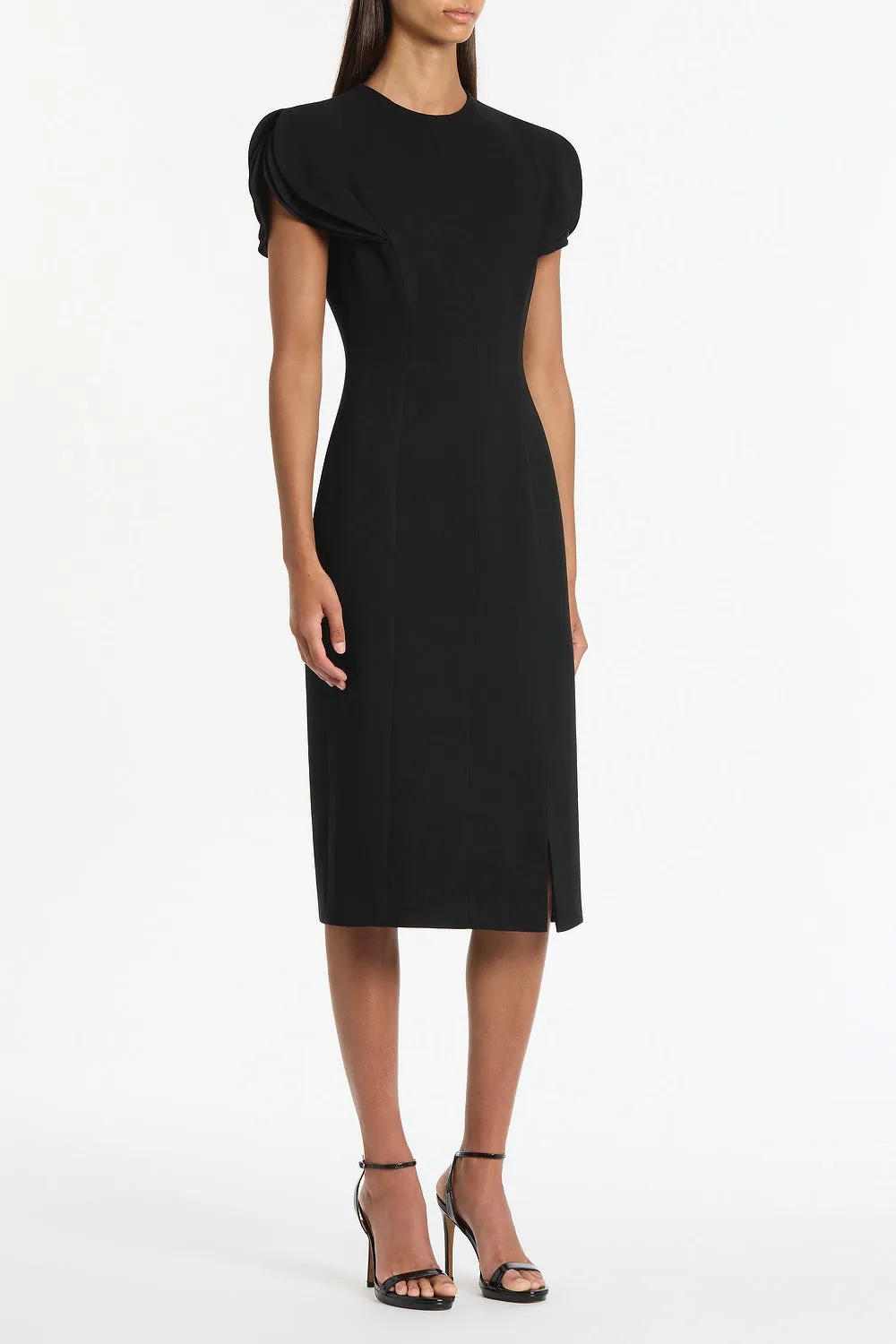 BLACK CREPE PETAL SLEEVE FITTED DRESS sold by Carla Zampatti product image thumbnail 3