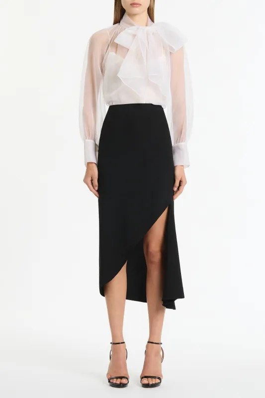 BLACK CREPE ASYMMETRIC SKIRT sold by Carla Zampatti