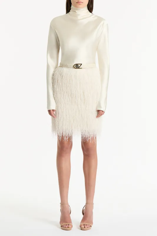 IVORY SATIN LONG SLEEVE TOP sold by Carla Zampatti