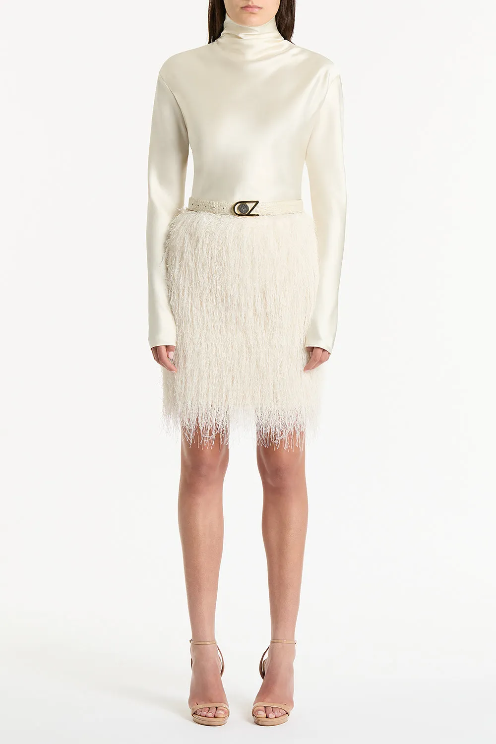 IVORY SATIN LONG SLEEVE TOP sold by Carla Zampatti