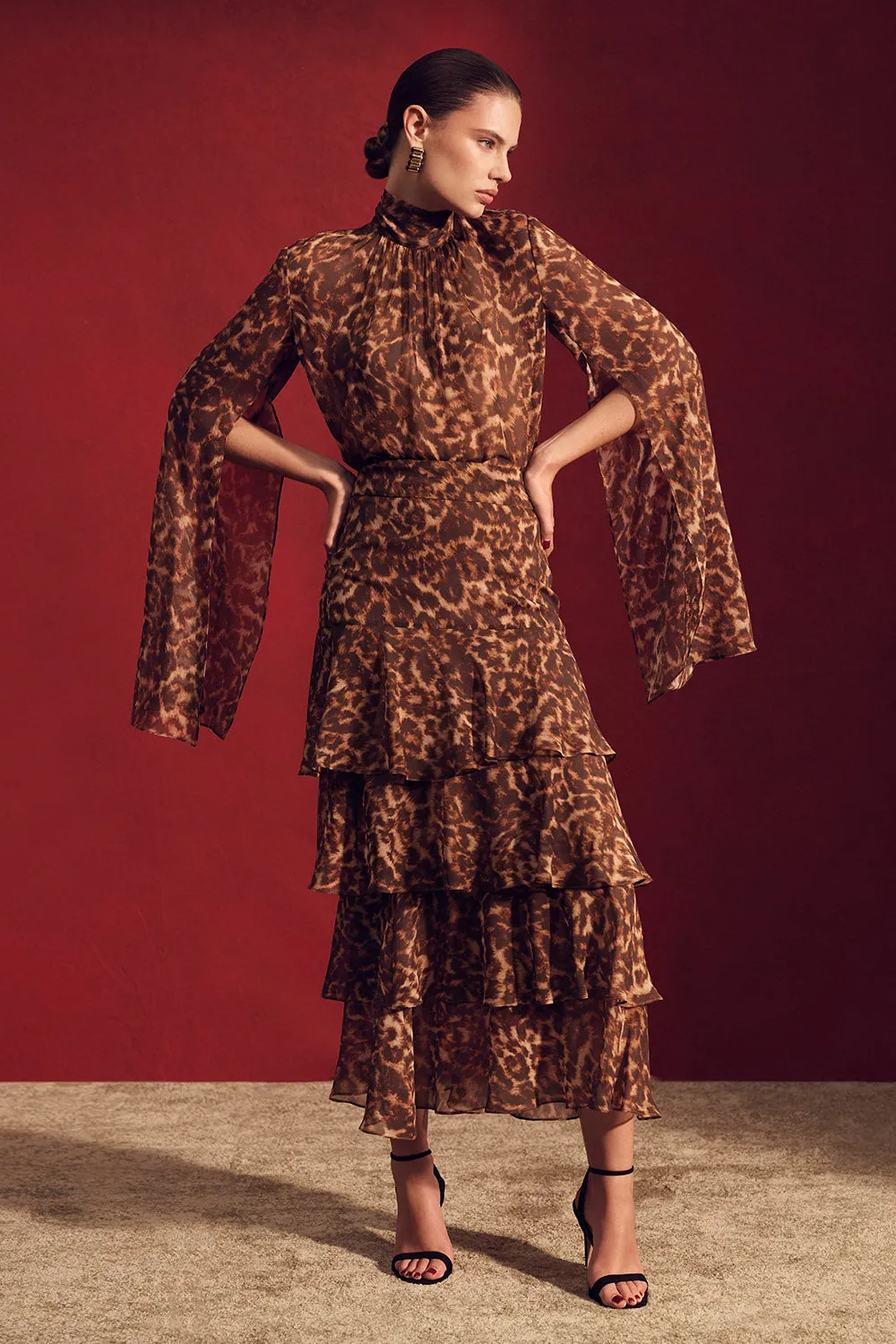 LEOPARD SILK SPLIT SLEEVE TOP sold by Carla Zampatti product image thumbnail 5