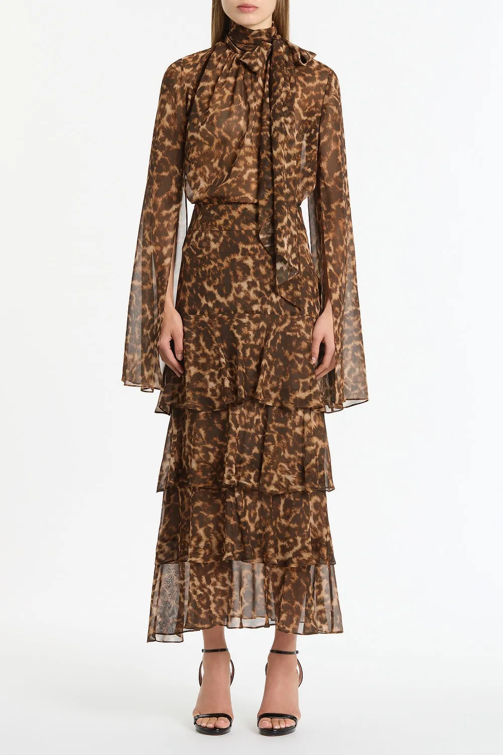 LEOPARD SILK SPLIT SLEEVE TOP sold by Carla Zampatti product image thumbnail 4