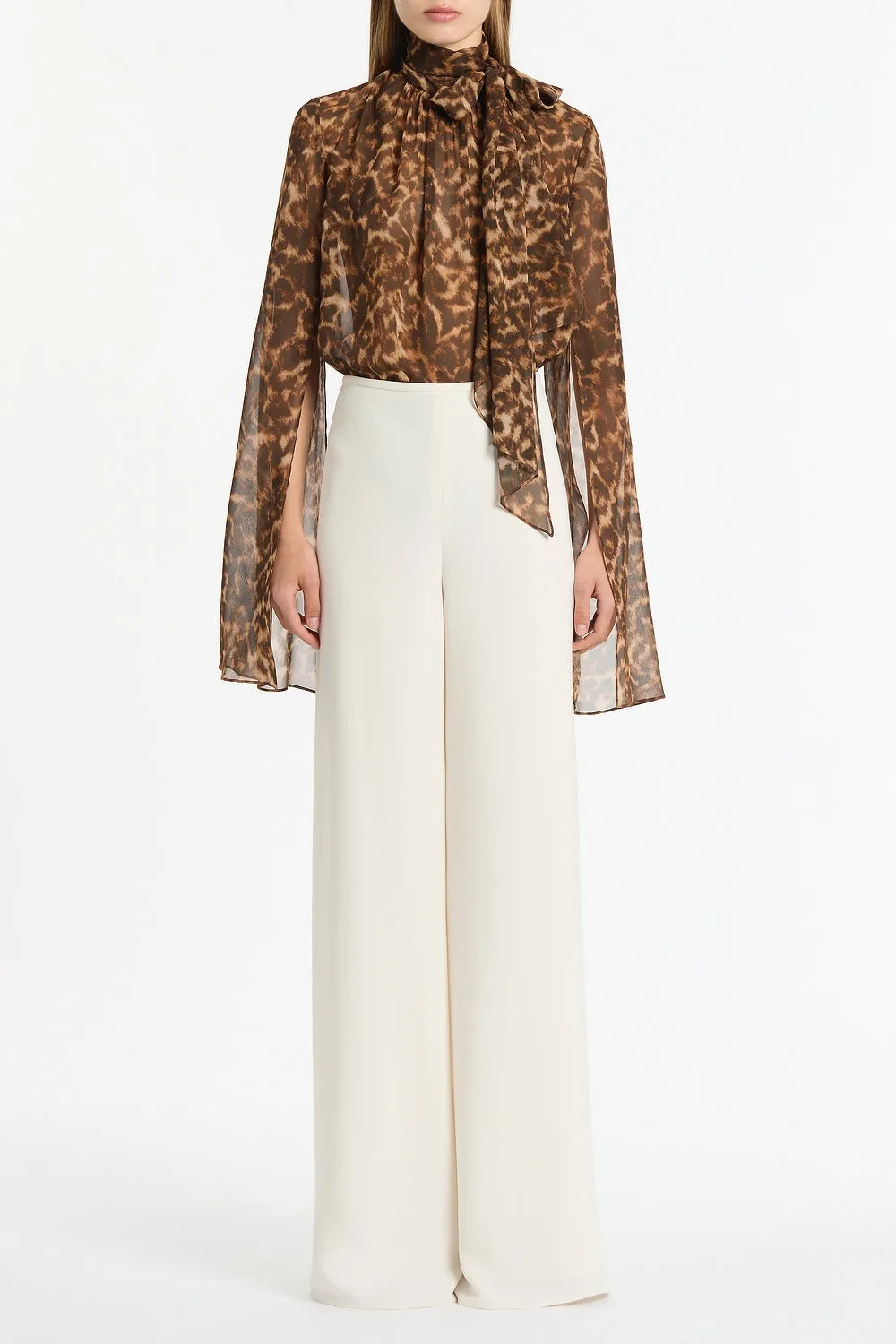 LEOPARD SILK SPLIT SLEEVE TOP sold by Carla Zampatti