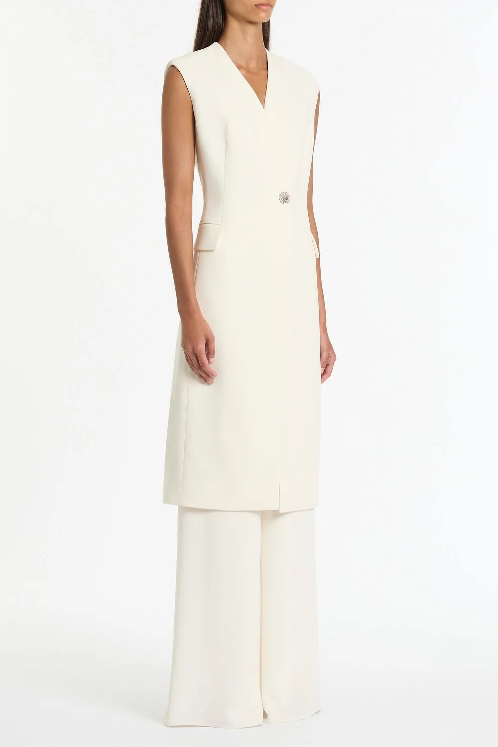 IVORY CREPE LONG LINE VEST sold by Carla Zampatti product image thumbnail 3
