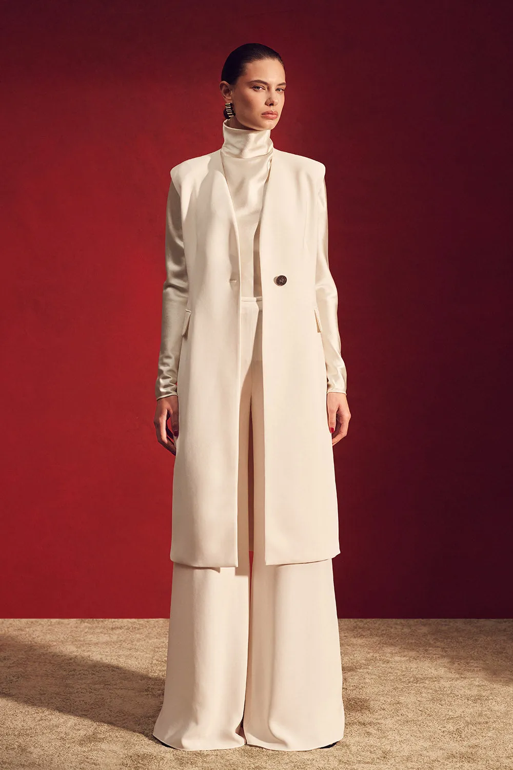 IVORY CREPE LONG LINE VEST sold by Carla Zampatti product image thumbnail 5