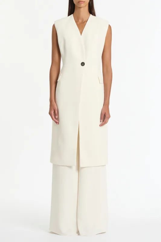 IVORY CREPE LONG LINE VEST sold by Carla Zampatti