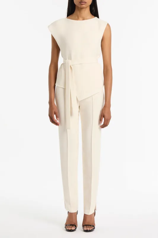 IVORY CREPE DRAPED TOP sold by Carla Zampatti