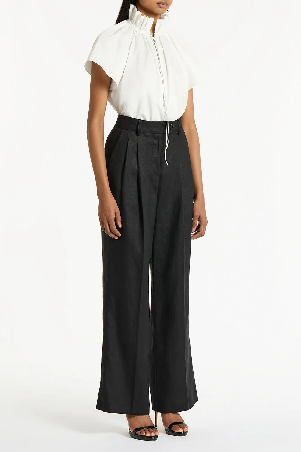 BLACK LINEN WIDE LEG PANT sold by Carla Zampatti product image thumbnail 3