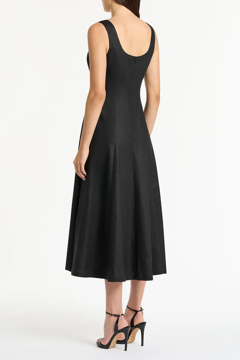 BLACK LINEN SQUARE NECK MIDI DRESS sold by Carla Zampatti product image thumbnail 2