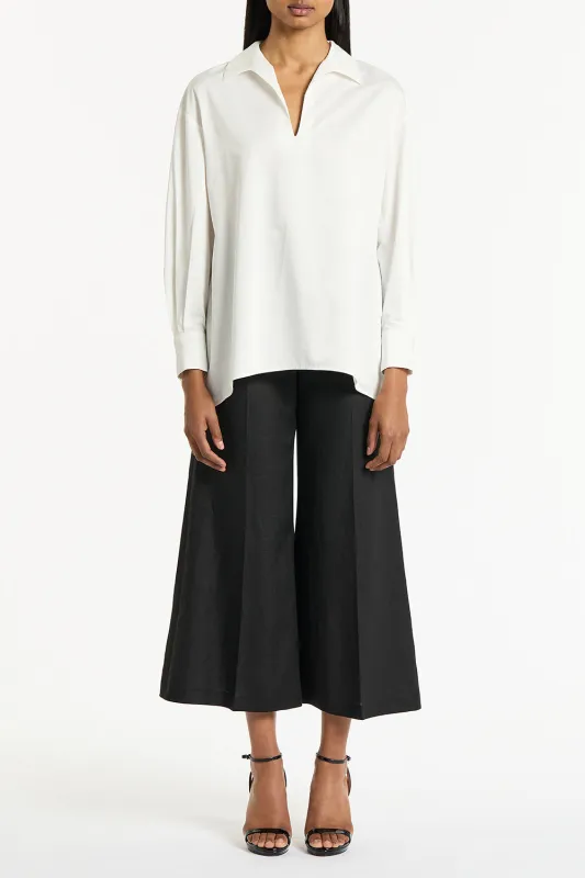 BLACK LINEN CROPPED PALAZZO PANT sold by Carla Zampatti