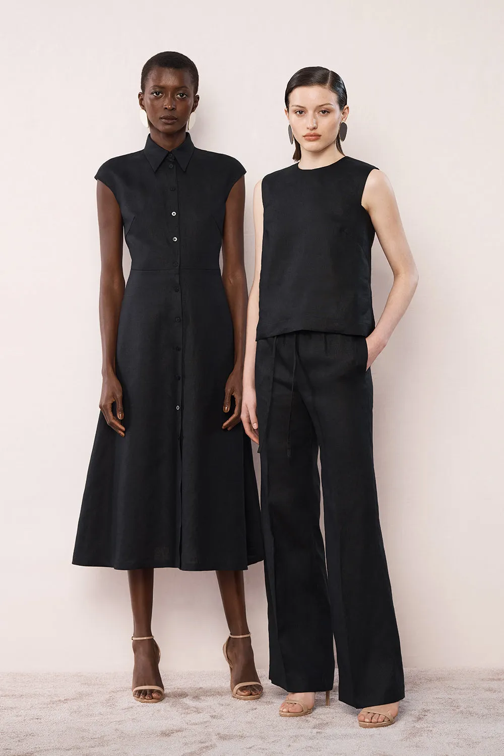 BLACK LINEN BUTTON UP DRESS sold by Carla Zampatti product image thumbnail 5