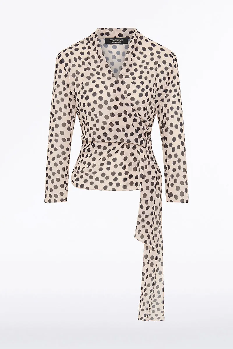 ROSA SPOT GEORGETTE WRAP TOP sold by Carla Zampatti product image thumbnail 5