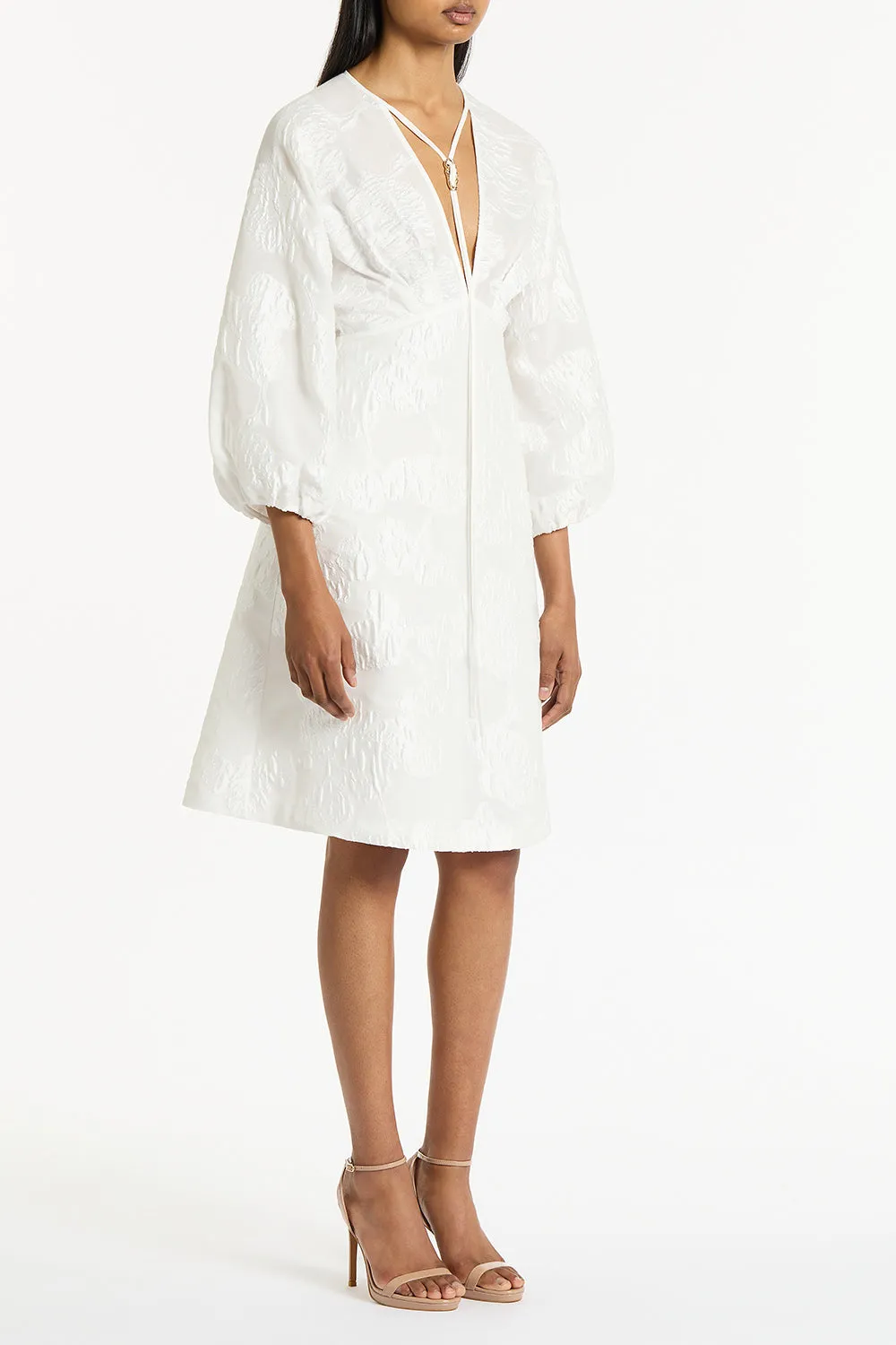 WHITE MESH JACQUARD MIDI DRESS sold by Carla Zampatti product image thumbnail 3