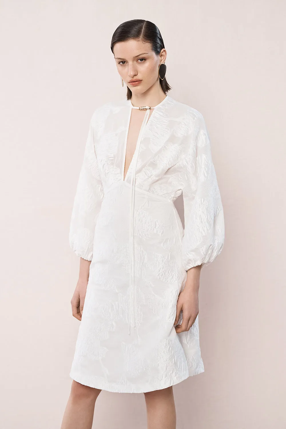 WHITE MESH JACQUARD MIDI DRESS sold by Carla Zampatti product image thumbnail 5