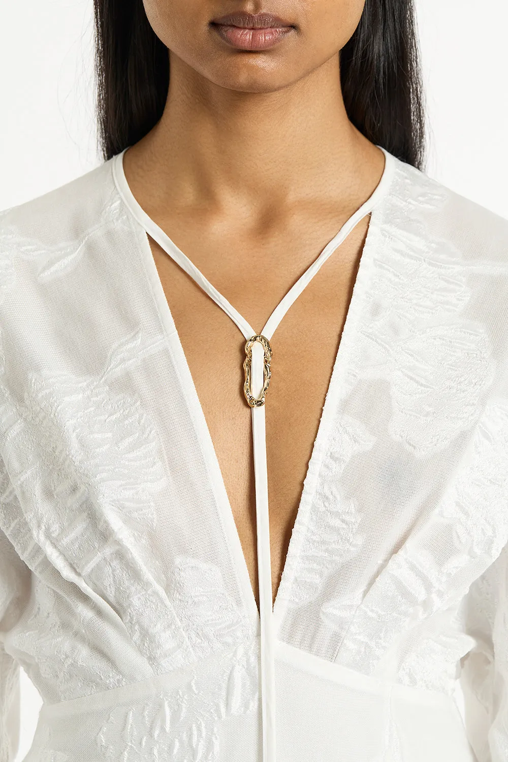 WHITE MESH JACQUARD MIDI DRESS sold by Carla Zampatti product image thumbnail 4