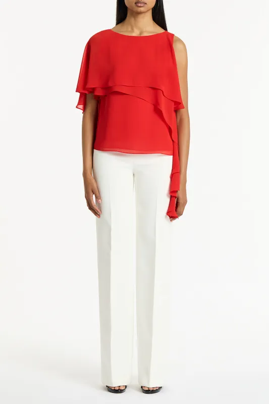 RED GEORGETTE HIGH LOW TOP sold by Carla Zampatti