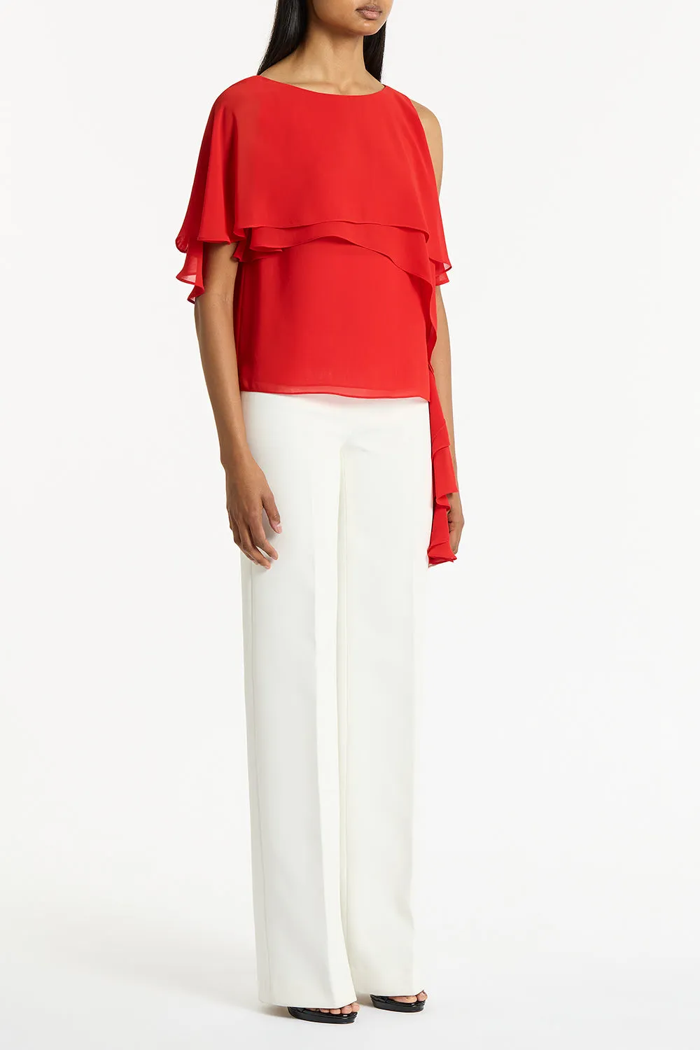 RED GEORGETTE HIGH LOW TOP sold by Carla Zampatti product image thumbnail 3