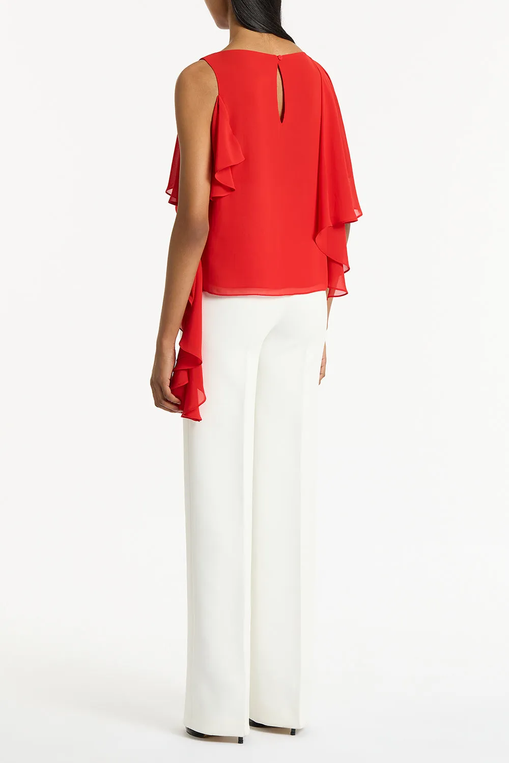 RED GEORGETTE HIGH LOW TOP sold by Carla Zampatti product image thumbnail 2