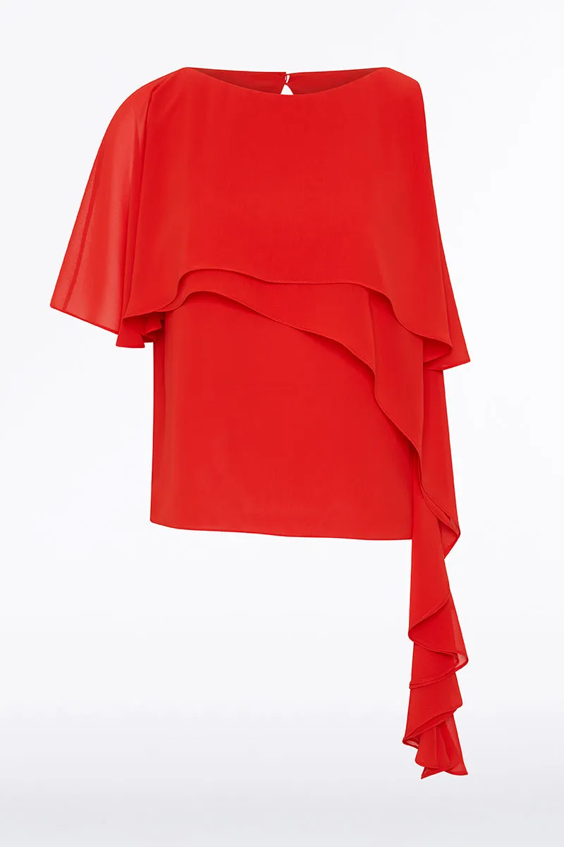 RED GEORGETTE HIGH LOW TOP sold by Carla Zampatti product image thumbnail 5