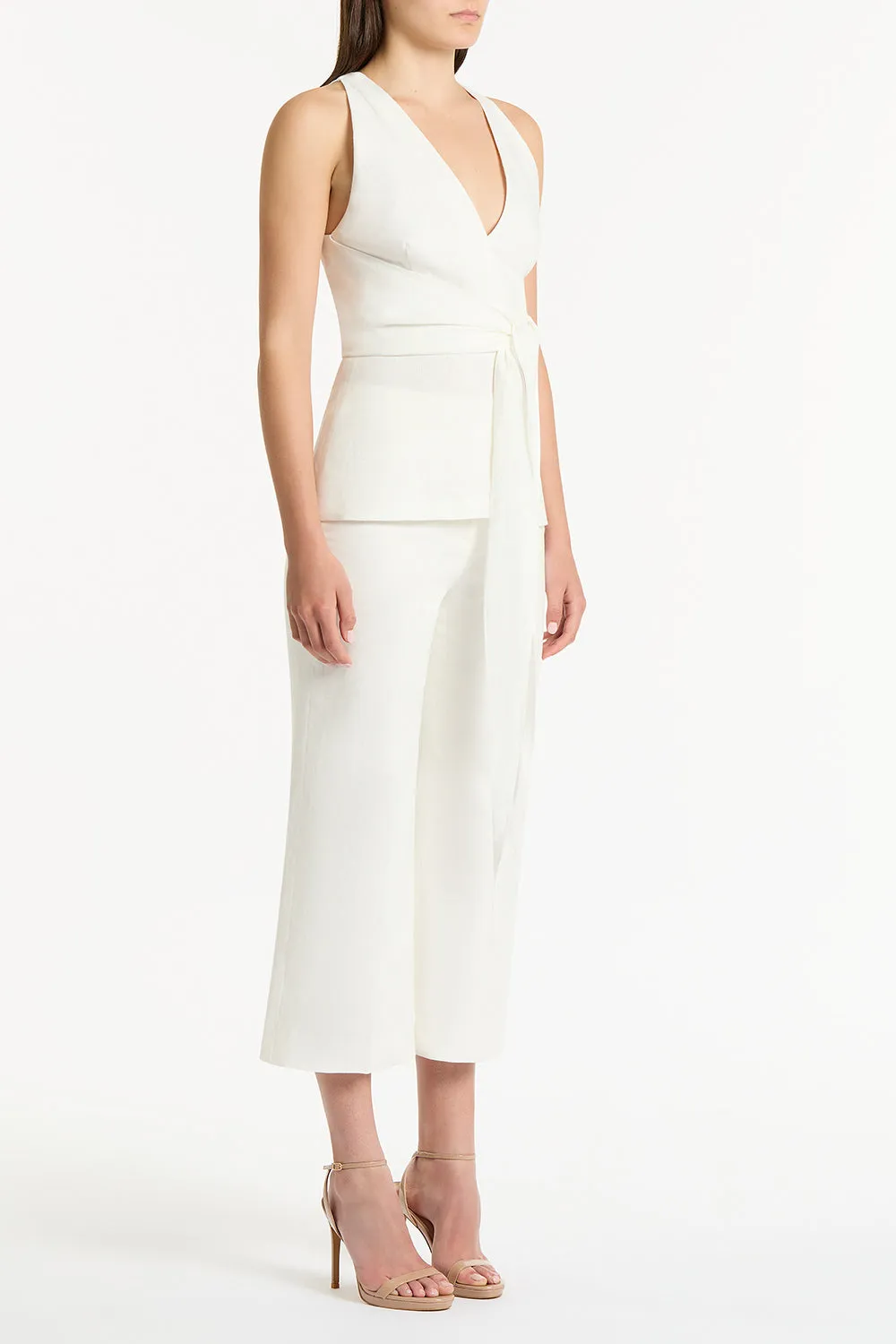 IVORY LINEN V-NECK WRAP TOP sold by Carla Zampatti product image thumbnail 3