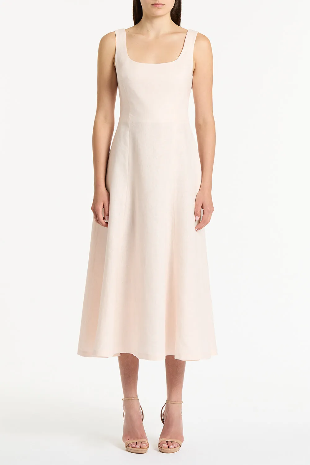 ROSA LINEN SQUARE NECK MIDI DRESS sold by Carla Zampatti