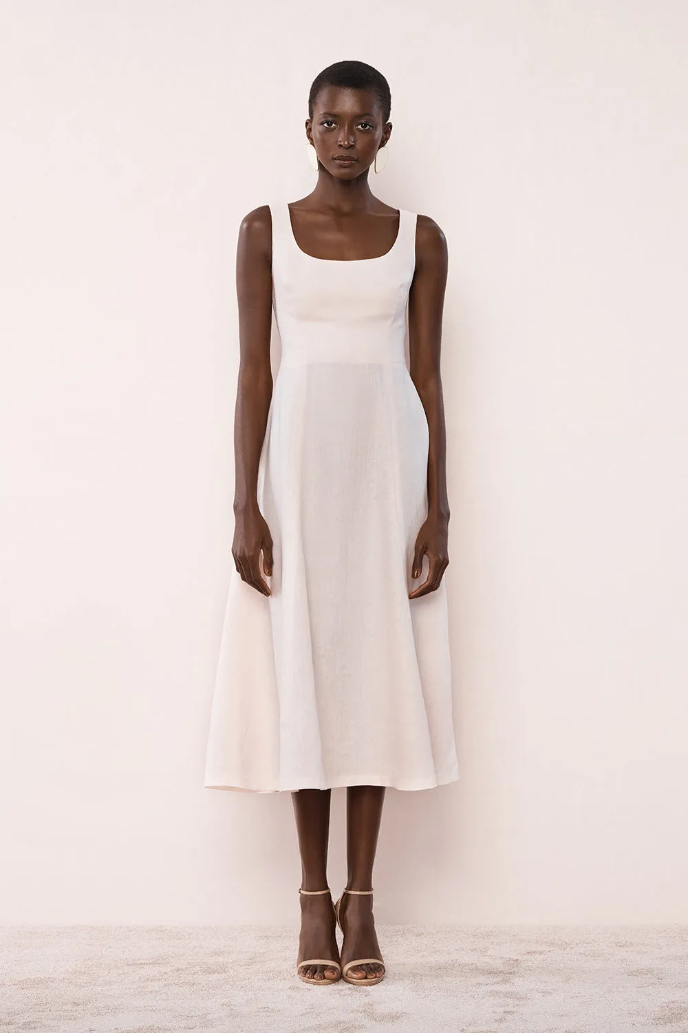 ROSA LINEN SQUARE NECK MIDI DRESS sold by Carla Zampatti product image thumbnail 4